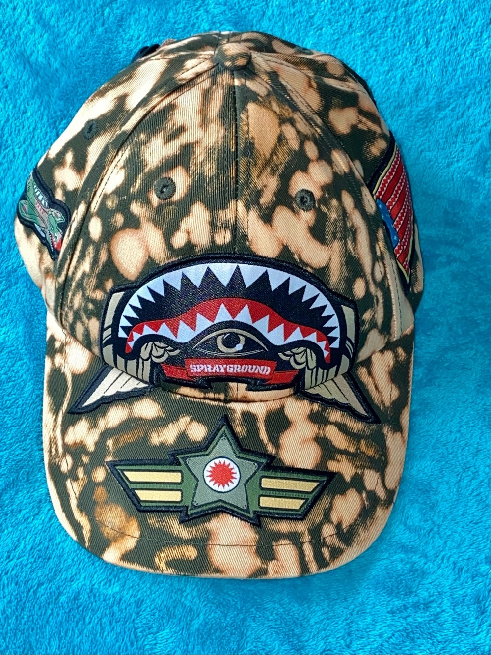 Sprayground Olive & Tan Shark Patch Military Hat